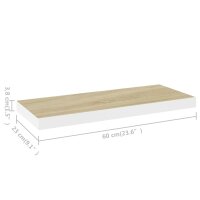 vidaXL Schweberegal Eiche und Wei&szlig; 60x23,5x3,8 cm MDF