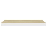 vidaXL Schweberegale 2 Stk. Eiche und Wei&szlig; 60x23,5x3,8 cm MDF