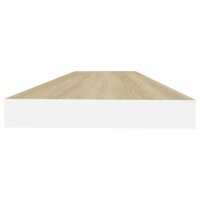 vidaXL Schweberegal Eiche und Wei&szlig; 80x23,5x3,8 cm MDF