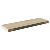 vidaXL Schweberegal Eiche und Wei&szlig; 80x23,5x3,8 cm MDF