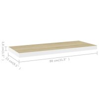 vidaXL Schweberegale 4 Stk. Eiche und Wei&szlig; 80x23,5x3,8 cm MDF