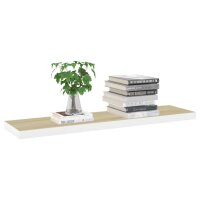 vidaXL Schweberegal Eichenoptik und Wei&szlig; 90x23,5x3,8 cm MDF