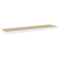 vidaXL Schweberegale 2 Stk. Eiche und Wei&szlig; 90x23,5x3,8 cm MDF