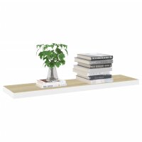 vidaXL Schweberegale 2 Stk. Eiche und Wei&szlig; 120x23,5x3,8 cm MDF