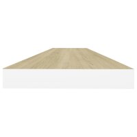 vidaXL Schweberegale 2 Stk. Eiche und Wei&szlig; 120x23,5x3,8 cm MDF