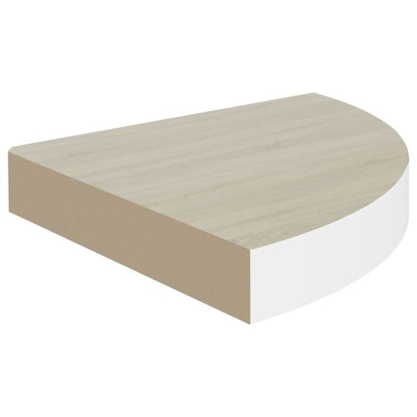 vidaXL Eck-Wandregal Eiche und Wei&szlig; 25x25x3,8 cm MDF