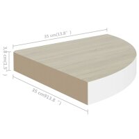 vidaXL Eck-Wandregal Eiche und Wei&szlig; 35x35x3,8 cm MDF