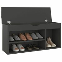 vidaXL Schuhbank mit Kissen Grau 104x30x49 cm Holzwerkstoff