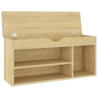 vidaXL Schuhbank mit Kissen Sonoma-Eiche 104x30x49 cm Holzwerkstoff