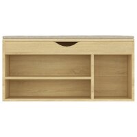 vidaXL Schuhbank mit Kissen Sonoma-Eiche 104x30x49 cm Holzwerkstoff