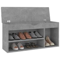 vidaXL Schuhbank mit Kissen Betongrau 104x30x49 cm Holzwerkstoff