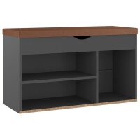 vidaXL Schuhbank mit Kissen Grau 80x30x47 cm Holzwerkstoff