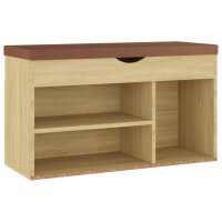 vidaXL Schuhbank mit Kissen Sonoma-Eiche 80x30x47 cm Holzwerkstoff