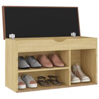 vidaXL Schuhbank mit Kissen Sonoma-Eiche 80x30x47 cm Holzwerkstoff