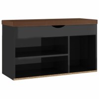 vidaXL Schuhbank mit Kissen Hochglanz-Schwarz 80x30x47cm Holzwerkstoff