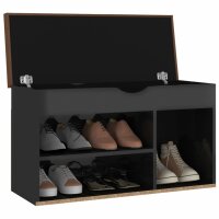 vidaXL Schuhbank mit Kissen Hochglanz-Schwarz 80x30x47cm Holzwerkstoff