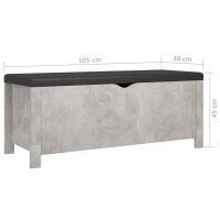 vidaXL Sitzbank mit Stauraum und Kissen Betongrau 105x40x45cm