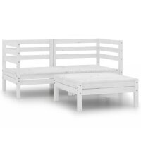 vidaXL 3-tlg. Garten-Lounge-Set Massivholz Kiefer Weiß