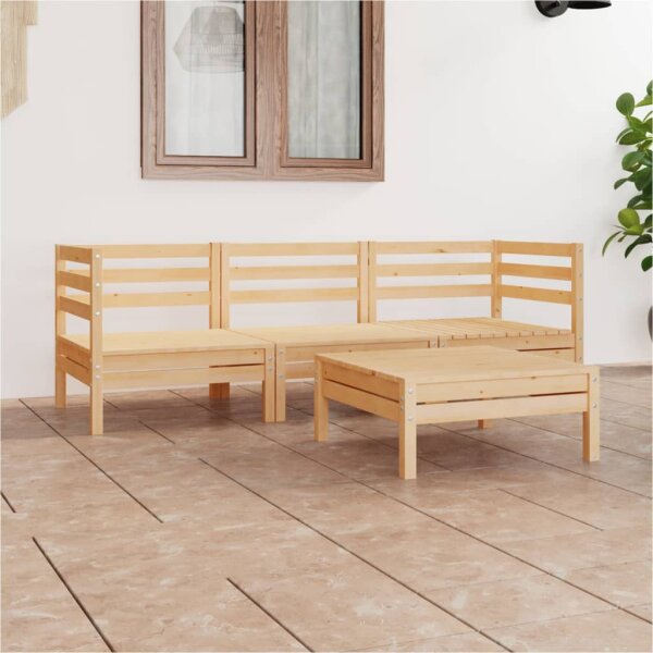 vidaXL 4-tlg. Garten-Lounge-Set Massivholz Kiefer