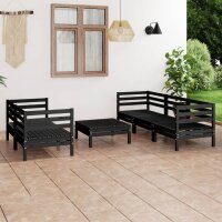 vidaXL 6-tlg. Garten-Lounge-Set Schwarz Massivholz Kiefer