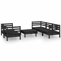 vidaXL 6-tlg. Garten-Lounge-Set Schwarz Massivholz Kiefer