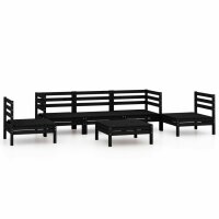 vidaXL 6-tlg. Garten-Lounge-Set Schwarz Massivholz Kiefer