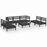 vidaXL 8-tlg. Garten-Lounge-Set Schwarz Massivholz Kiefer