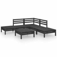 vidaXL 6-tlg. Garten-Lounge-Set Massivholz Kiefer Schwarz