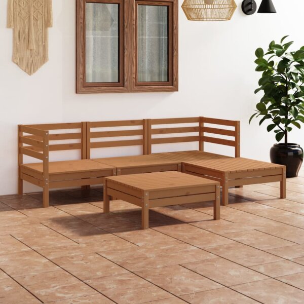 vidaXL 5-tlg. Garten-Lounge-Set Massivholz Kiefer Honigbraun