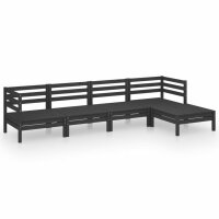 vidaXL 5-tlg. Garten-Lounge-Set Massivholz Kiefer Schwarz