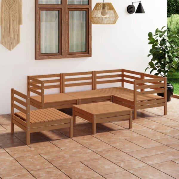 vidaXL 6-tlg. Garten-Lounge-Set Massivholz Kiefer Honigbraun