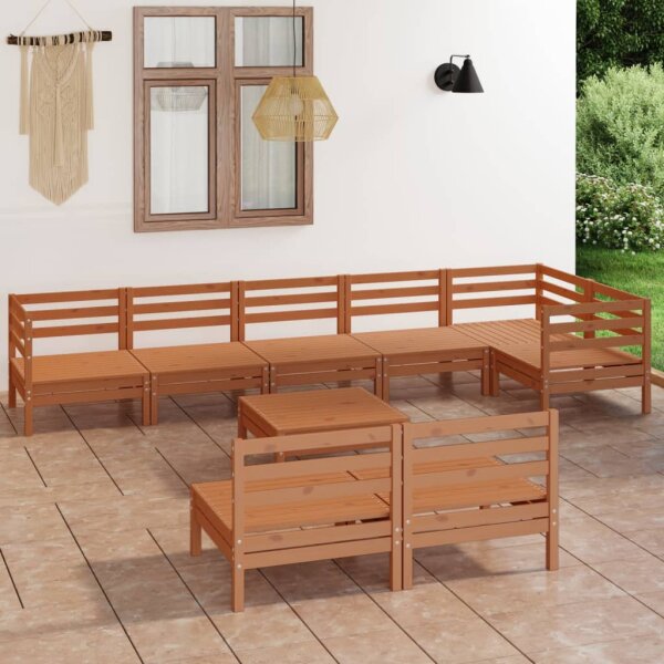 vidaXL 9-tlg. Garten-Lounge-Set Massivholz Kiefer Honigbraun