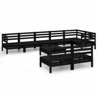 vidaXL 9-tlg. Garten-Lounge-Set Massivholz Kiefer Schwarz