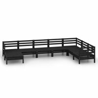 vidaXL 8-tlg. Garten-Lounge-Set Massivholz Kiefer Schwarz