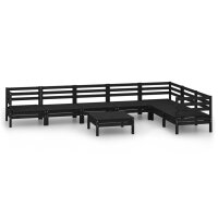 vidaXL 8-tlg. Garten-Lounge-Set Massivholz Kiefer Schwarz