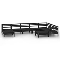 vidaXL 9-tlg. Garten-Lounge-Set Massivholz Kiefer Schwarz