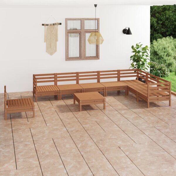 vidaXL 9-tlg. Garten-Lounge-Set Massivholz Kiefer Honigbraun