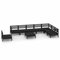 vidaXL 9-tlg. Garten-Lounge-Set Massivholz Kiefer Schwarz