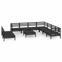 vidaXL 10-tlg. Garten-Lounge-Set Massivholz Kiefer Schwarz