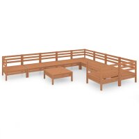 vidaXL 10-tlg. Garten-Lounge-Set Honigbraun Massivholz...