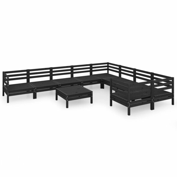 vidaXL 10-tlg. Garten-Lounge-Set Schwarz Massivholz Kiefer