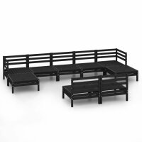 vidaXL 9-tlg. Garten-Lounge-Set Schwarz Massivholz Kiefer