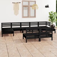 vidaXL 9-tlg. Garten-Lounge-Set Schwarz Massivholz Kiefer