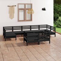 vidaXL 10-tlg. Garten-Lounge-Set Schwarz Massivholz Kiefer