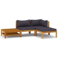 vidaXL 4-tlg. Garten-Lounge-Set mit Auflage Massivholz...