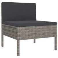 vidaXL 5-tlg. Garten-Lounge-Set mit Auflagen Poly Rattan Grau