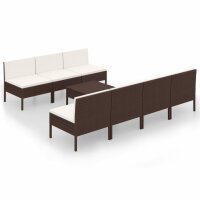 vidaXL 8-tlg. Garten-Lounge-Set mit Auflagen Poly Rattan Braun