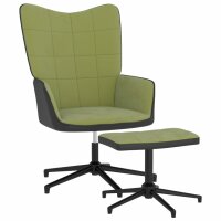 vidaXL Relaxsessel mit Hocker Hellgrün Samt und PVC