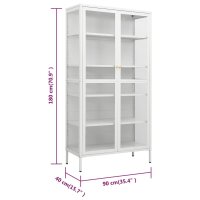 vidaXL Vitrine Wei&szlig; 90x40x180 cm Stahl und Geh&auml;rtetes Glas