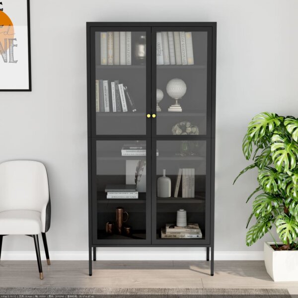 vidaXL Vitrine Anthrazit 90x40x180 cm Stahl und Geh&auml;rtetes Glas